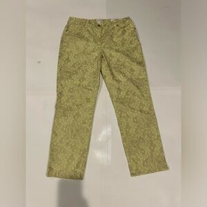 Chico’s Casual Sateen Skimmer Crop Jeans 0 Yellow Grey Lace Shimmer